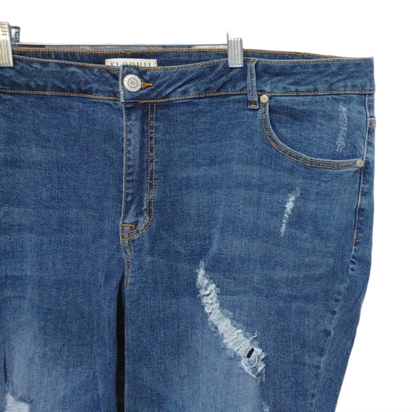 ELOQUII Classic Fit Medium Wash Distressed Boyfriend Jean Women's Plus Size 24 - Picture 7 of 12